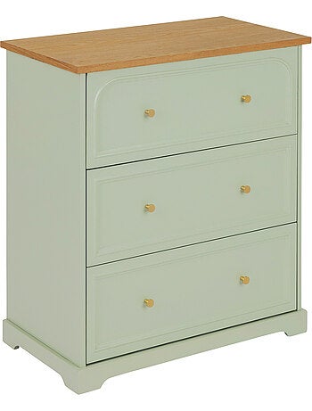 Commode 3 tiroirs en bois avec plateau en frêne