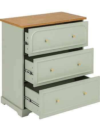 Commode 3 tiroirs en bois avec plateau en frêne