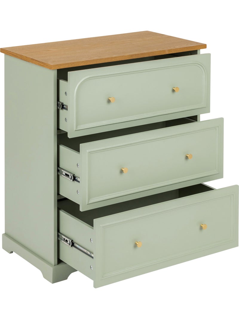 Commode 3 tiroirs en bois avec plateau en frêne Bleu céladon - Kiabi