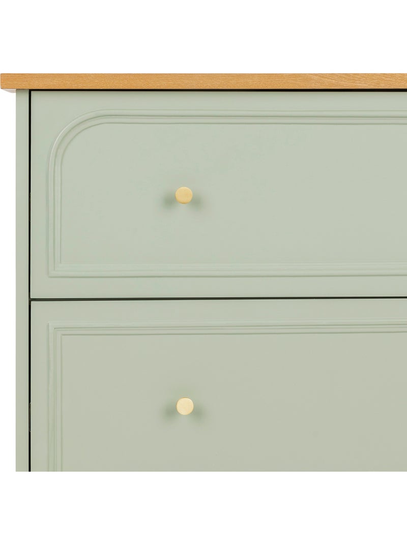 Commode 3 tiroirs en bois avec plateau en frêne Bleu céladon - Kiabi