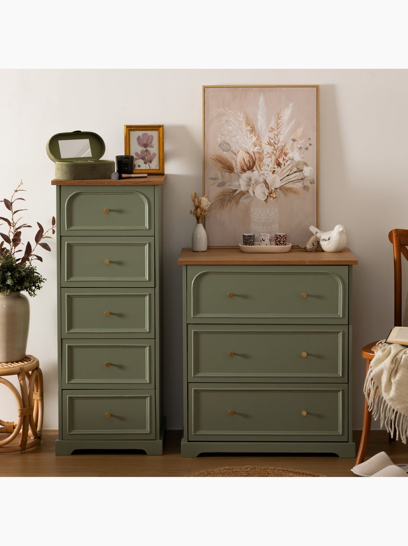 Commode 3 tiroirs en bois avec plateau en frêne Bleu céladon - Kiabi