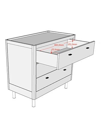 Commode 3 tiroirs en chêne massif ROMANE