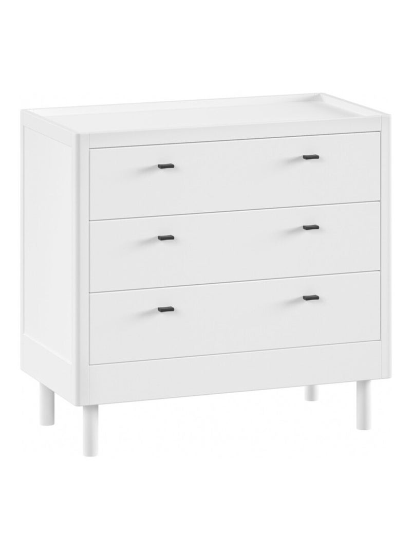 Commode 3 tiroirs en hêtre massif AUBANE Blanc - Kiabi