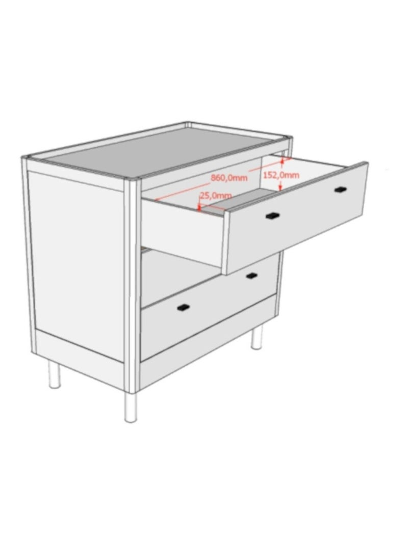 Commode 3 tiroirs en hêtre massif AUBANE Blanc - Kiabi