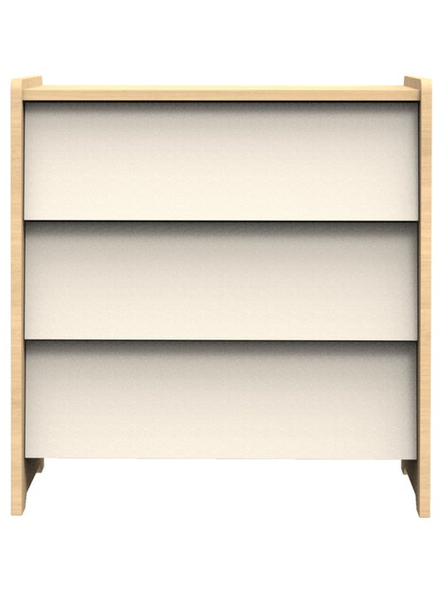 Commode 3 tiroirs façades inclinées en bois décor chêne miel - SAUTHON - Kiabi