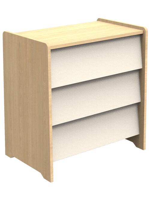 Commode 3 tiroirs façades inclinées en bois décor chêne miel - SAUTHON - Kiabi