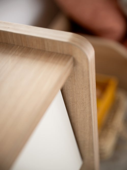 Commode 3 tiroirs façades inclinées en bois décor chêne miel - SAUTHON - Kiabi