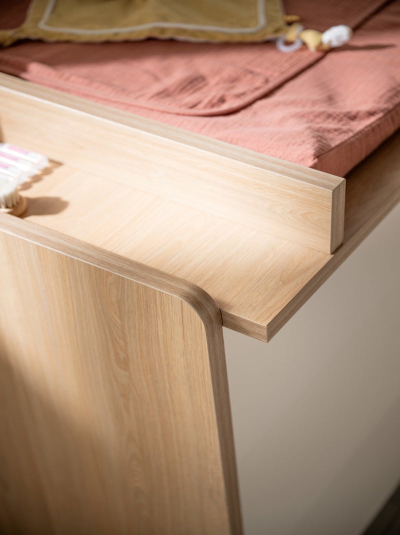 Commode 3 tiroirs façades inclinées en bois décor chêne miel - SAUTHON Beige - Kiabi