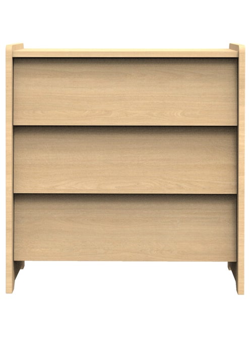 Commode 3 tiroirs façades inclinées en bois décor chêne miel - SAUTHON - Kiabi