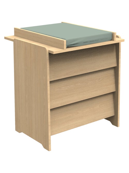 Commode 3 tiroirs façades inclinées en bois décor chêne miel - SAUTHON - Kiabi