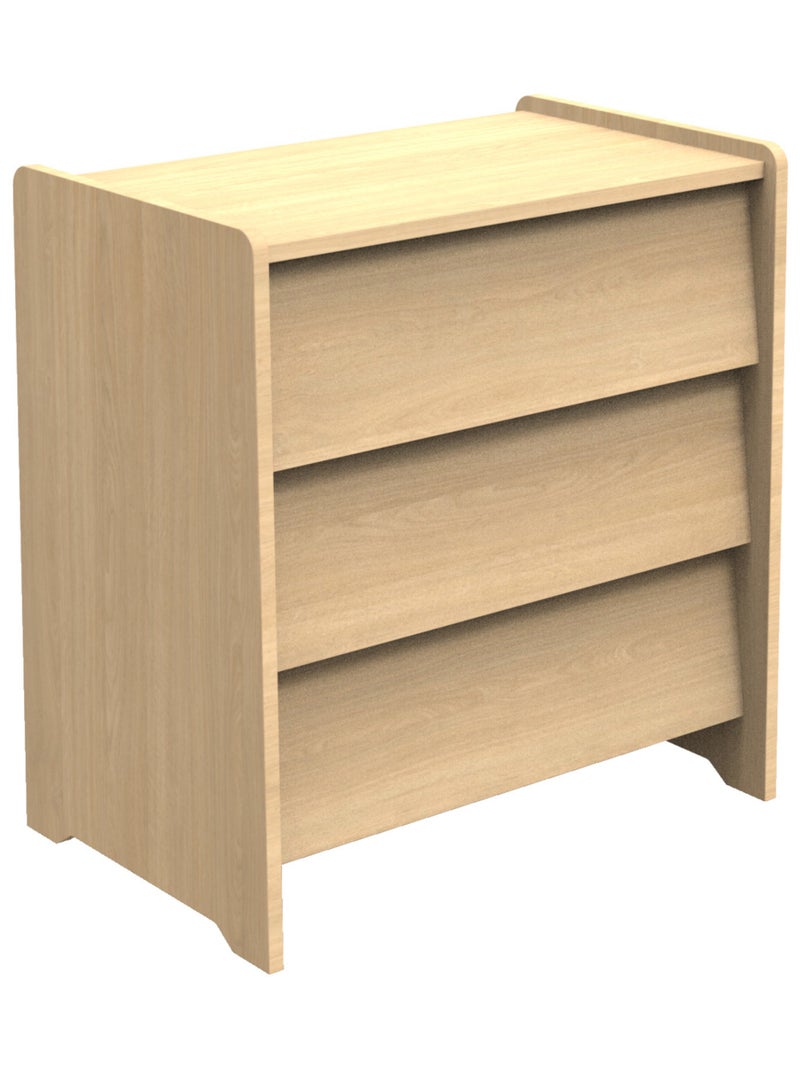 Commode 3 tiroirs façades inclinées en bois décor chêne miel - SAUTHON Marron - Kiabi