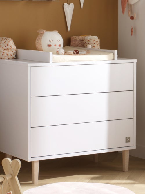Commode 3 tiroirs pieds bois - - Kiabi