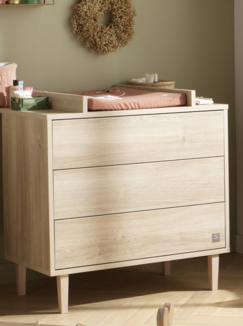 Commode 3 tiroirs pieds bois - - Kiabi