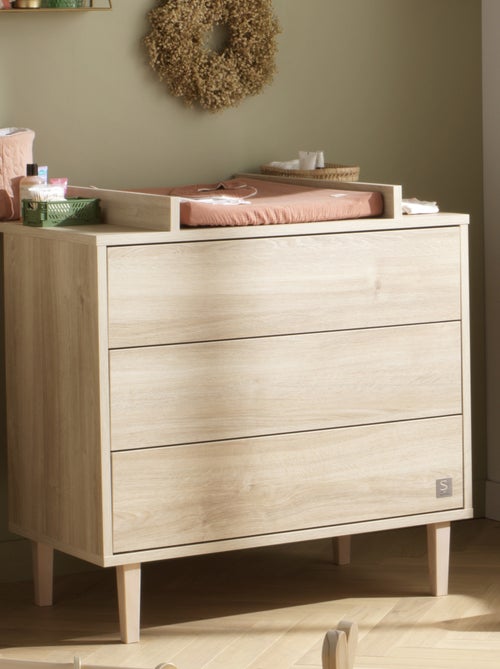 Commode 3 tiroirs pieds bois - - Kiabi