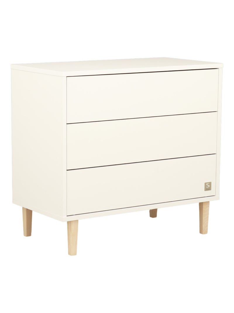 Commode 3 tiroirs pieds bois - SAUTHON Blanc Marron - Kiabi