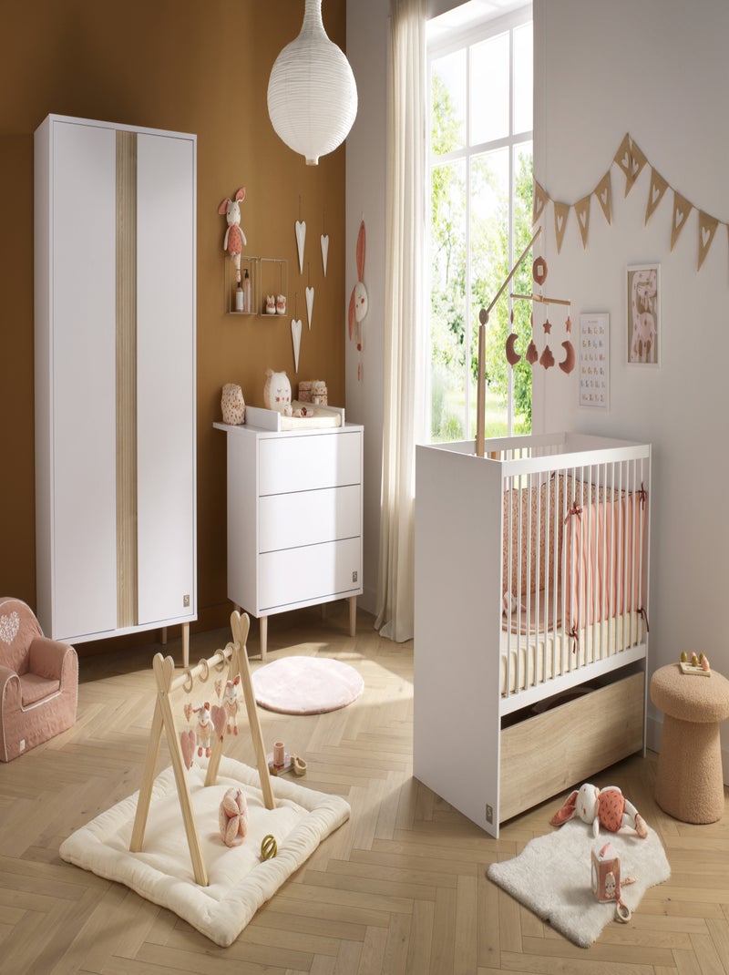 Commode 3 tiroirs pieds bois - SAUTHON Blanc Marron - Kiabi