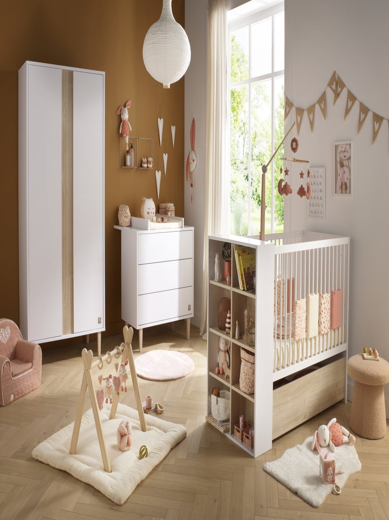 Commode 3 tiroirs pieds bois - SAUTHON Blanc Marron - Kiabi