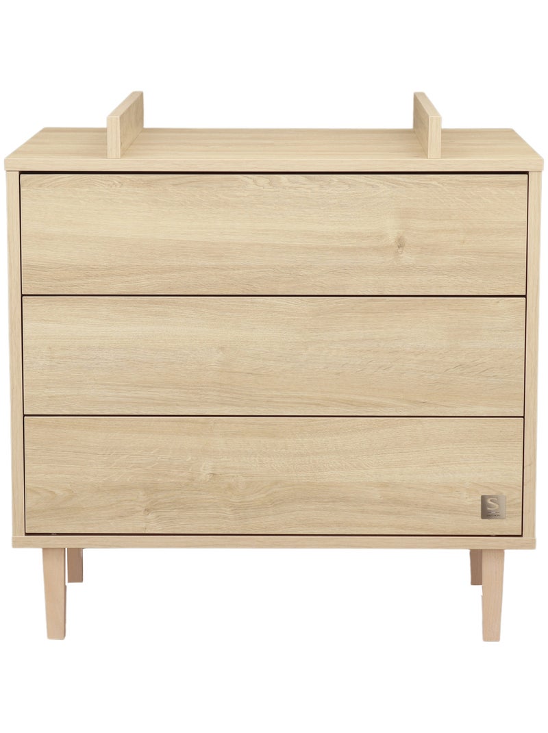 Commode 3 tiroirs pieds bois - SAUTHON Marron - Kiabi
