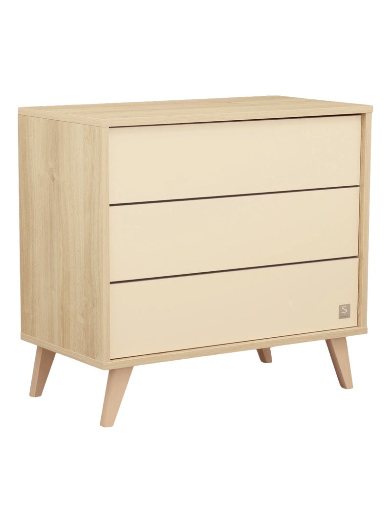 Commode 3 tiroirs sur pieds bois obliques - SAUTHON Marron - Kiabi