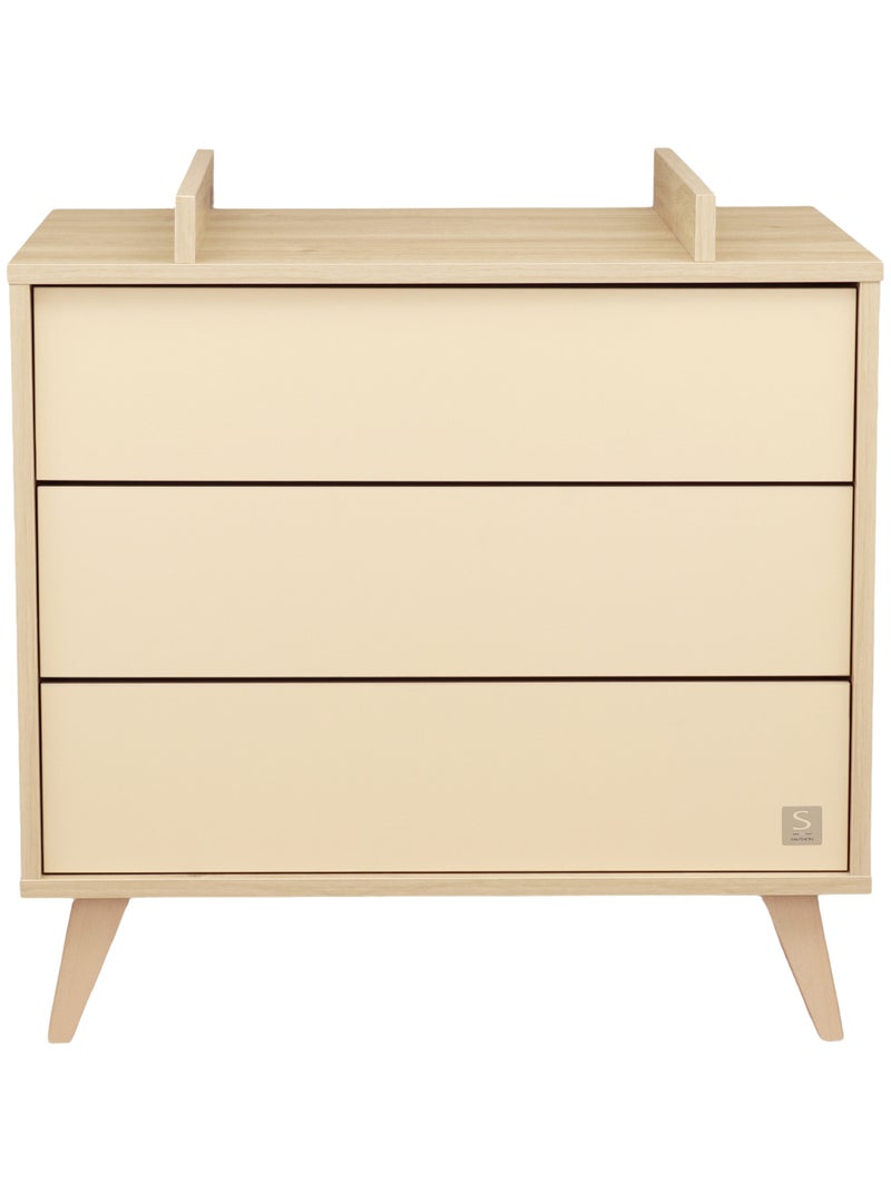Commode 3 tiroirs sur pieds bois obliques - SAUTHON Marron - Kiabi