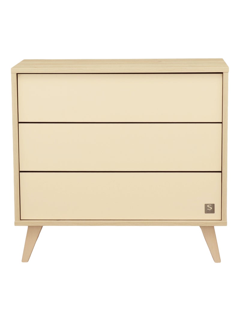 Commode 3 tiroirs sur pieds bois obliques - SAUTHON Marron - Kiabi