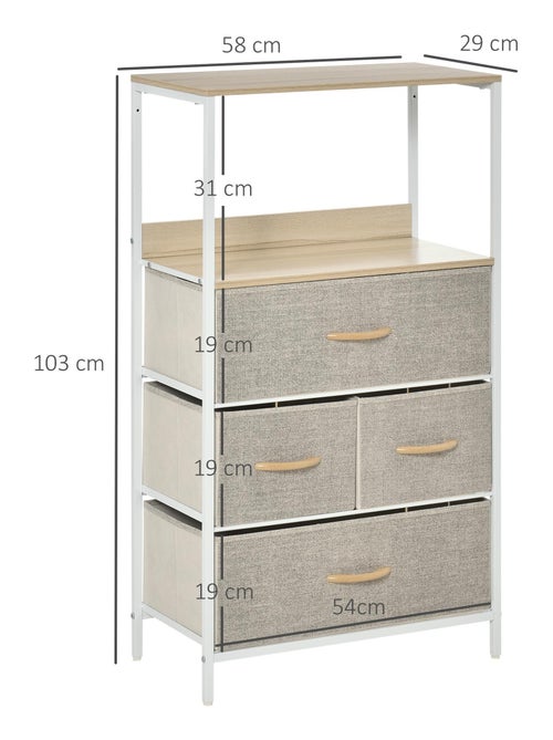 Commode 4 tiroirs 58 x 29 x 103 cm gris - Kiabi