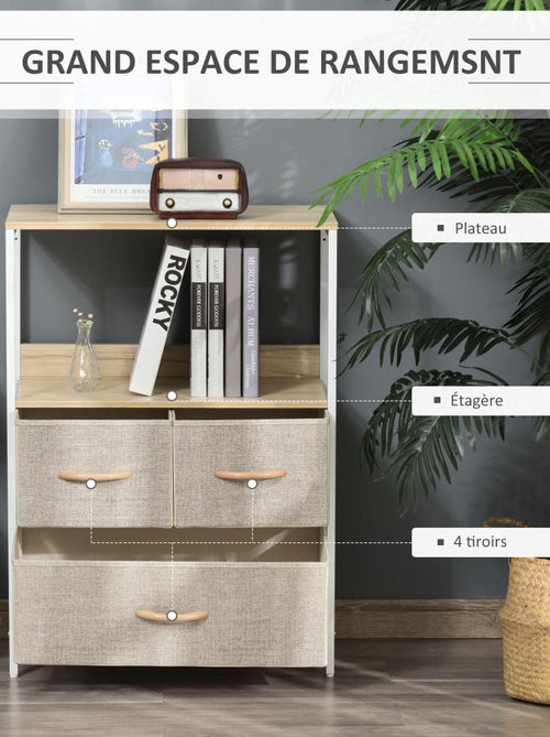 Commode 4 tiroirs 58 x 29 x 103 cm gris - Kiabi