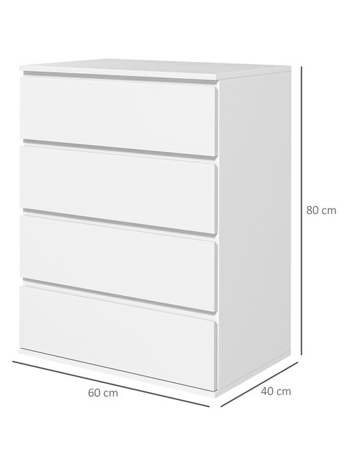 Commode 4 tiroirs dim. 60L x 40l x 80H cm blanc - Kiabi