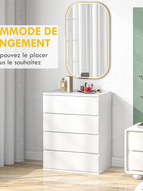 Commode 4 tiroirs dim. 60L x 40l x 80H cm blanc - Kiabi