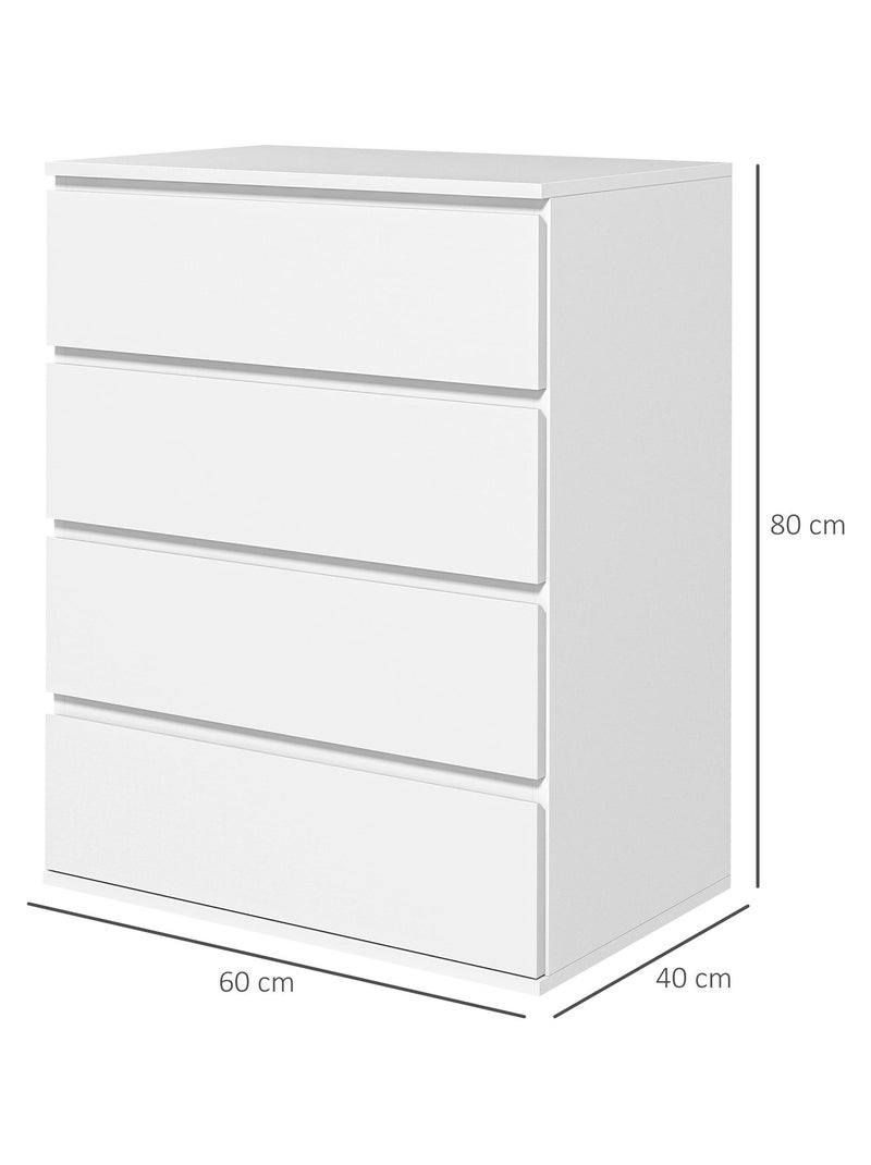 Commode 4 tiroirs dim. 60L x 40l x 80H cm blanc Blanc - Kiabi