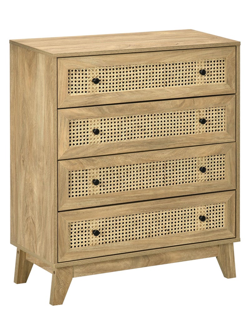 Commode 4 tiroirs style bohème rotin aspect bois manguier Beige - Kiabi