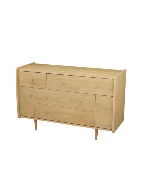 Commode 5 tiroirs et 2 portes pieds bois et poignées métal - SAUTHON - Kiabi