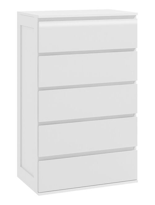 Commode 5 tiroirs style contemporain dim. 60L x 38l x 100H cm blanc - Kiabi