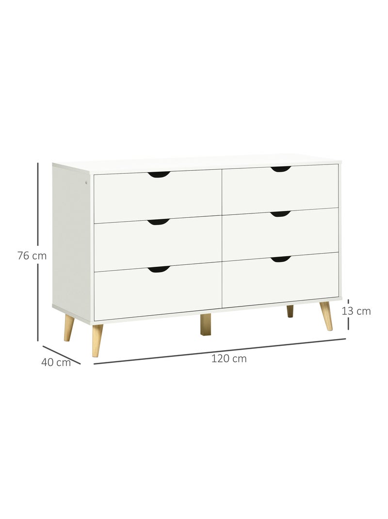 Commode 6 tiroirs design scandinave bois pin panneaux blanc Blanc Blanc - Kiabi