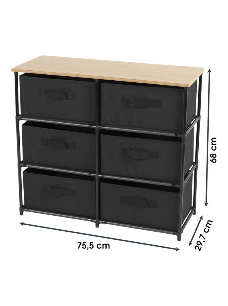 Commode 6 tiroirs intissés Noir - Kiabi