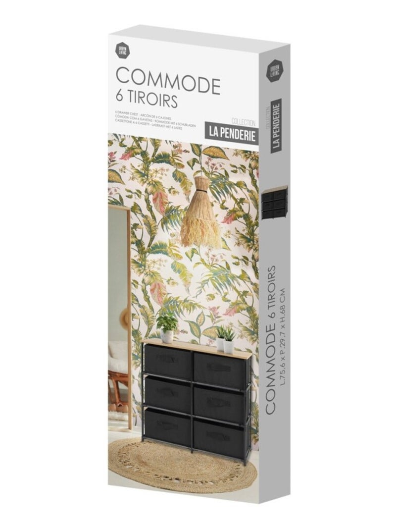 Commode 6 tiroirs intissés Noir - Kiabi