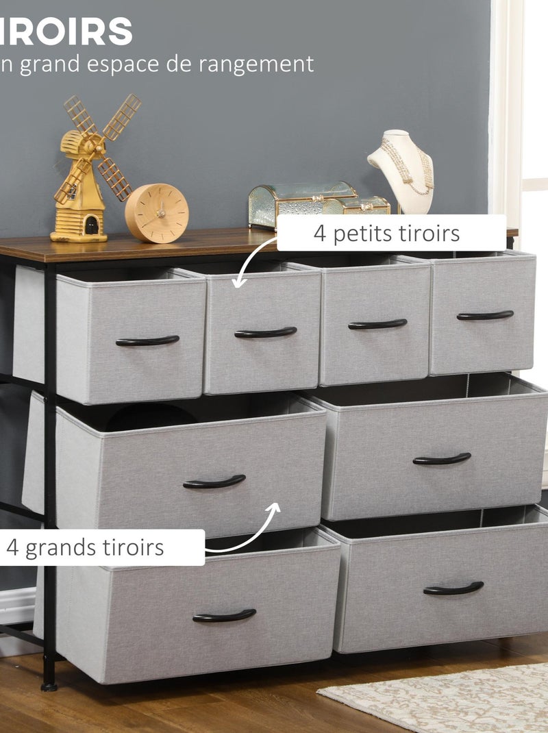 Commode 8 tiroirs - structure acier noir tissu pliant gris Gris - Kiabi