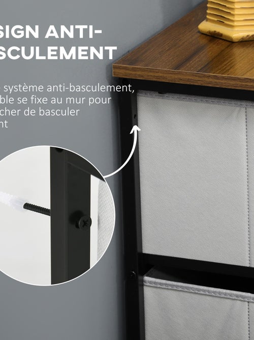 Commode 8 tiroirs - structure acier noir tissu pliant gris - Kiabi