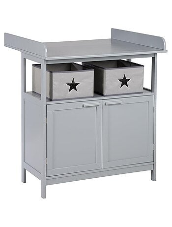 ROBA Commode à Langer Hamburg à 2 Portes + 2 Boîtes de Rangement – Gris