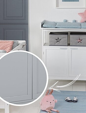 ROBA Commode à Langer Hamburg à 2 Portes + 2 Boîtes de Rangement – Gris