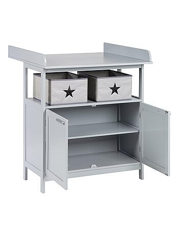 ROBA Commode à Langer Hamburg à 2 Portes + 2 Boîtes de Rangement – Gris