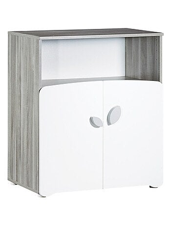 Armoire bébé 2 portes en bois - BABYPRICE - Blanc Gris - Kiabi