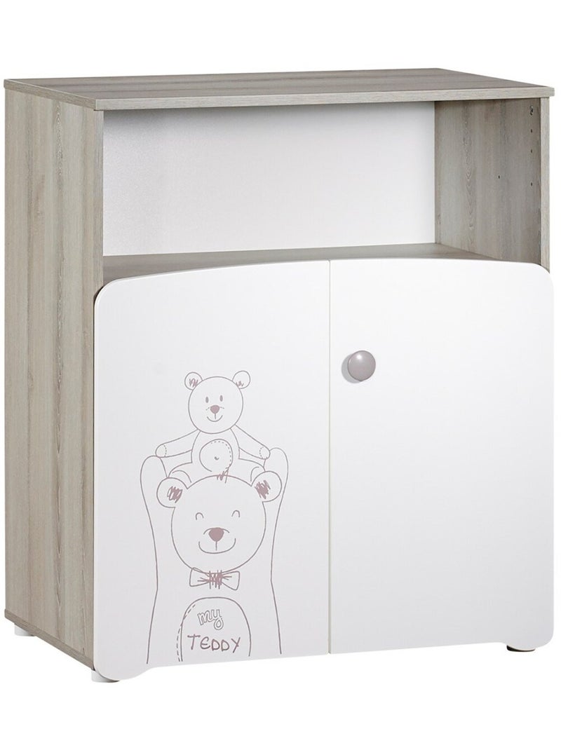 Commode à langer 2 portes en bois - BABYPRICE Blanc - Kiabi