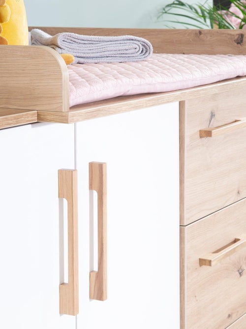 Commode à langer 2 portes et 3 tiroirs décor chêne 'Roba lion' - Kiabi