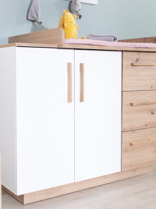 Commode à langer 2 portes et 3 tiroirs décor chêne 'Roba lion' - Kiabi