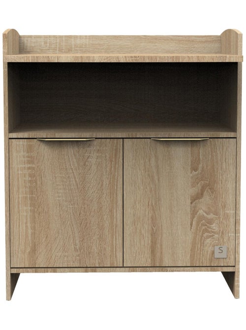 Commode à langer 2 portes et une niche avec poignées dorées décor chêne doré - SAUTHON - Kiabi