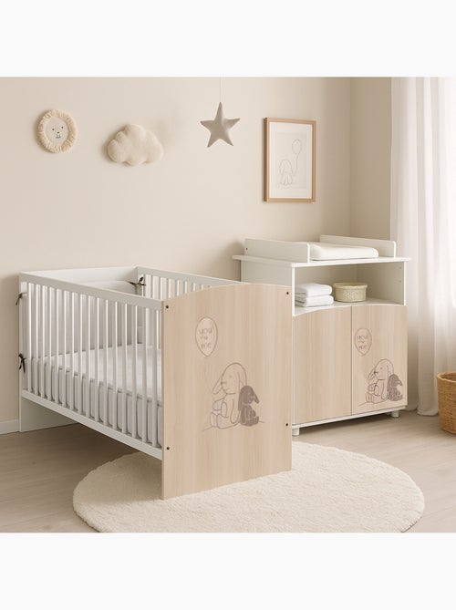 Commode à langer 2 portes et une niche décor bois - BABYPRICE - Kiabi