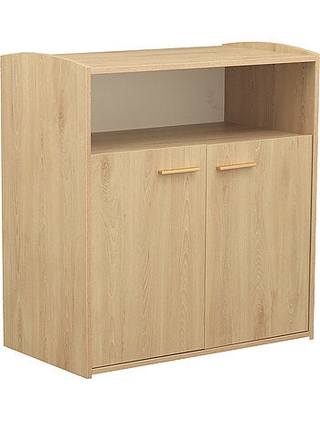 Commode à langer 2 portes et une niche décor bois hêtre - SAUTHON