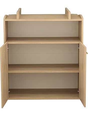 Commode à langer 2 portes et une niche décor bois hêtre - SAUTHON