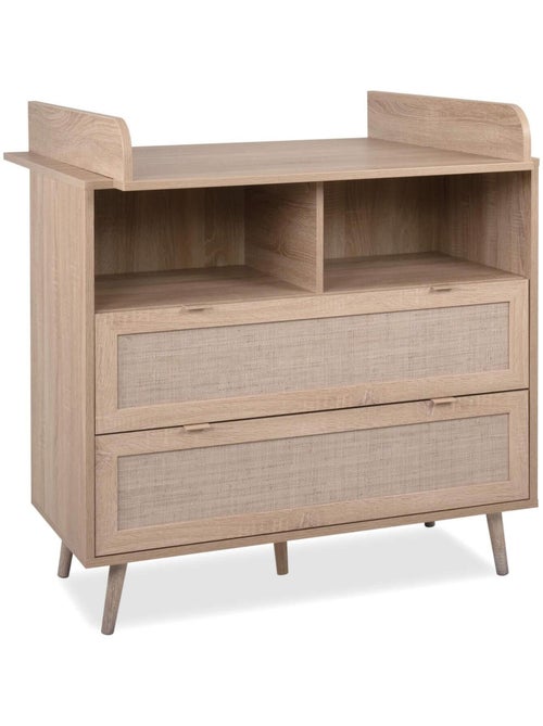 Commode à langer 2 tiroirs effet cannage - Kiabi